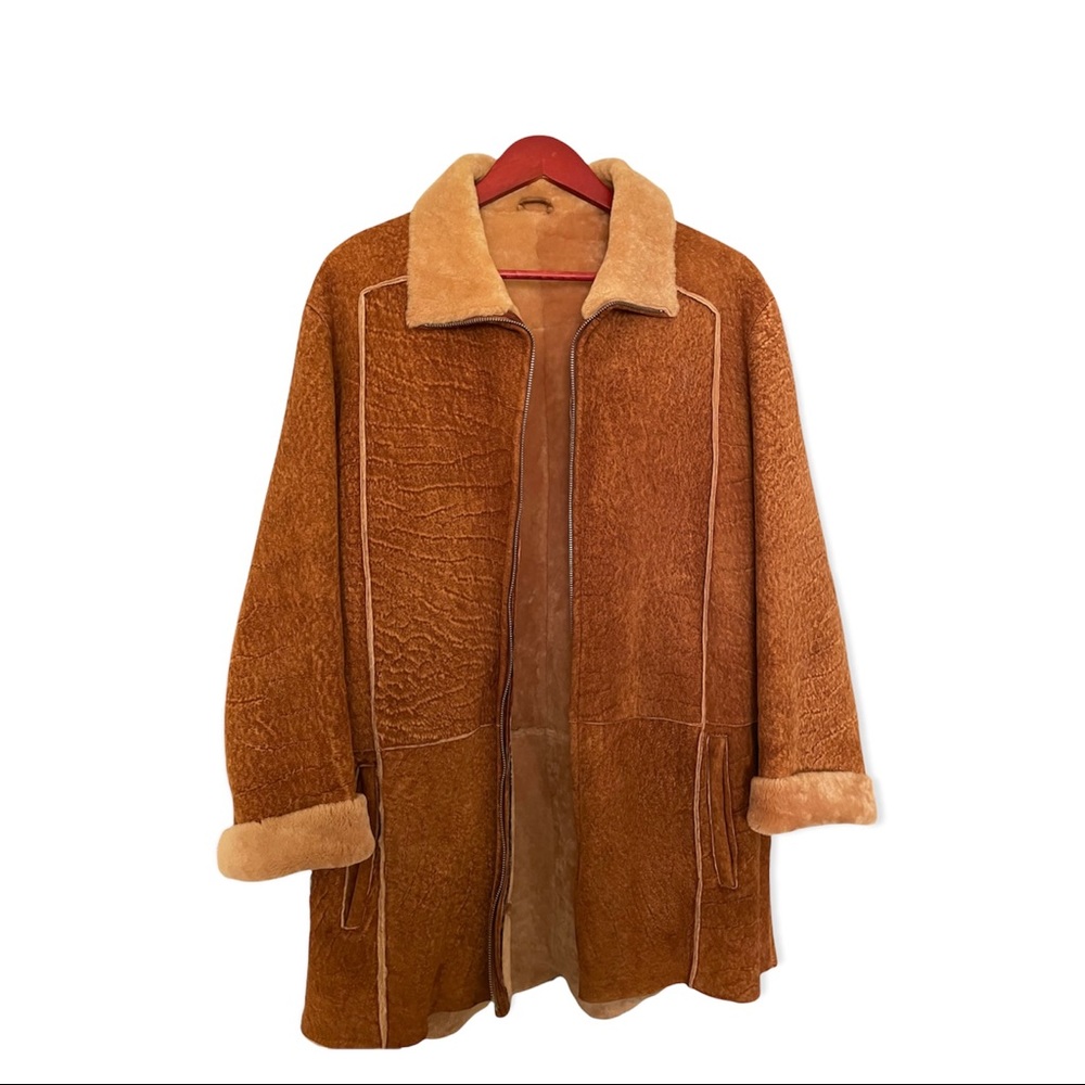 Vintage Jacques Locci Genuine Toscana Fur Shearling  Leather Men Coat Jacket
